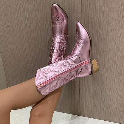 Laarzen voor dames – Valerie | Cowboylaarzen dames metallic