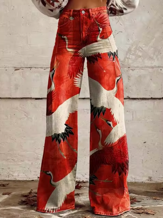 Broek voor dames – Vina | Stijlvolle Hoge Taille Broek met Unieke Prints