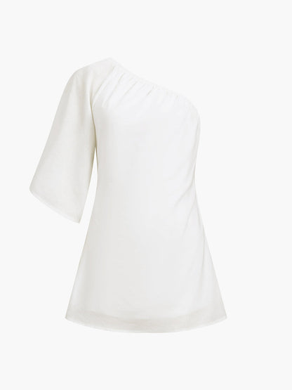 Zanna | Katoen Linnen One Sleeve Korte Jurk - Fashion Lab