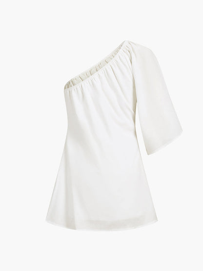 Zanna | Katoen Linnen One Sleeve Korte Jurk - Fashion Lab