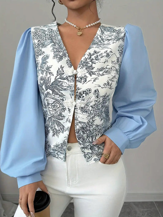 blouse voor dames – Zelda | Vintage Katoenen Blouse Met Pofmouwtjes