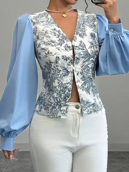 blouse voor dames – Zelda | Vintage Katoenen Blouse Met Pofmouwtjes